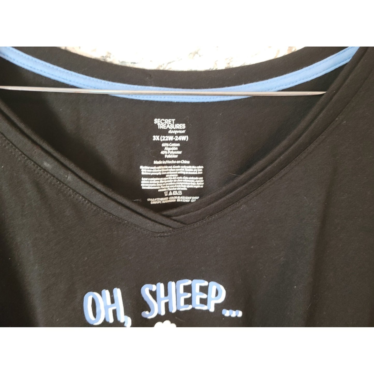 Secret Treasures Womens Top 3X Plus Pajama Black Lounge Oh Sheep Its Monday