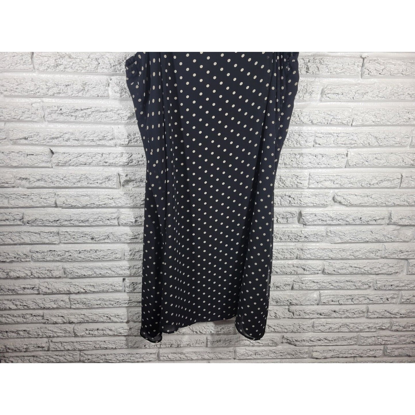 Liz Claiborne Villager Womens Skirt 22W Midi Black Polka Dot Sheer Slit Lined