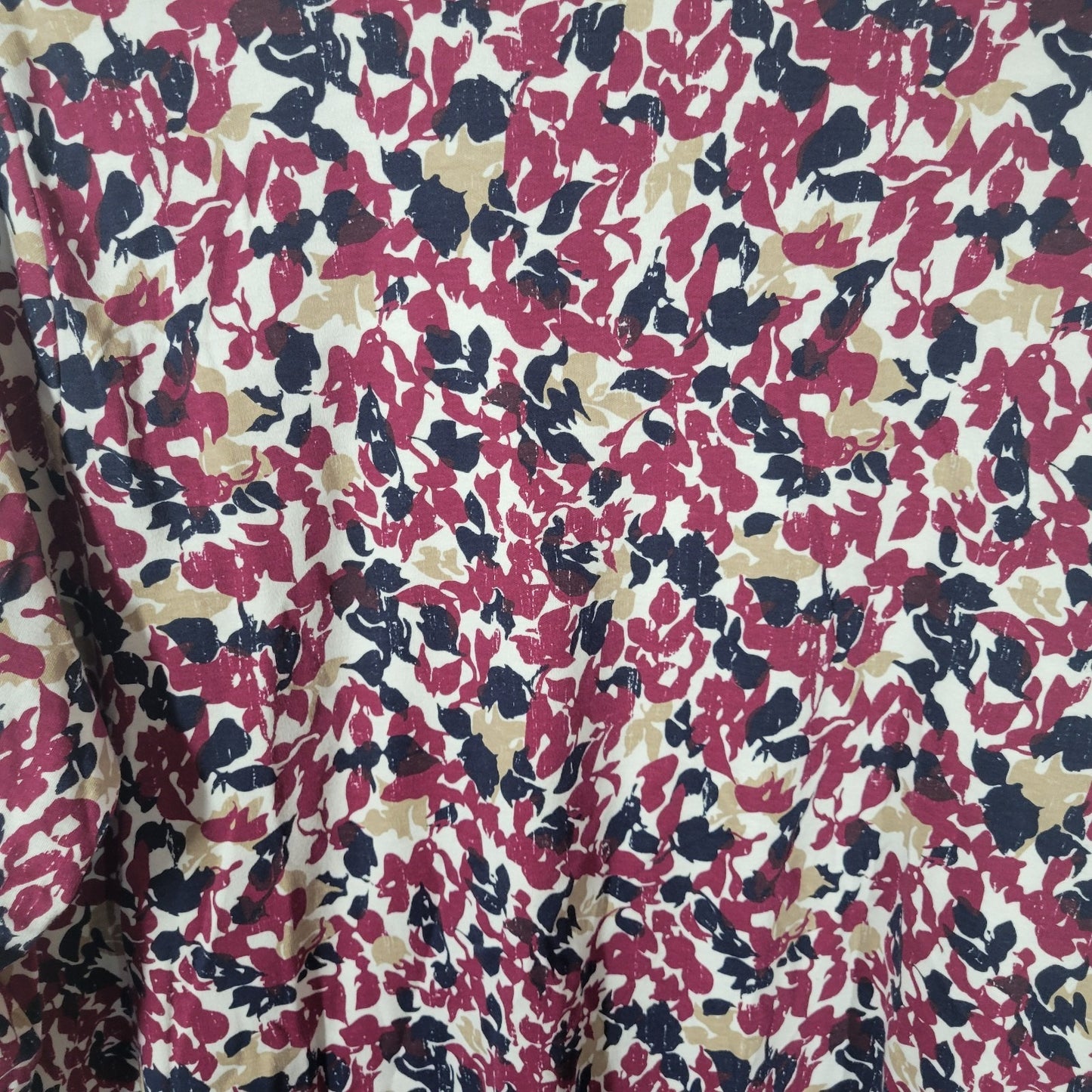 Falls Creek Womens Top 3X Plus Tee Long Sleeve Burgundy Floral Cotton Blend