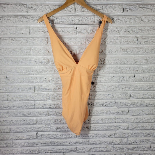 Old Navy Womens Swimsuit Extra Large One Piece Orange Criss Cross Bra Pads Lined