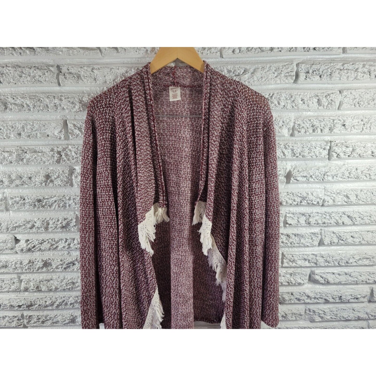 Arizona Jeans Women Sweater XXL 20 Cardigan Open Duster Fringe Poly Blend Brown
