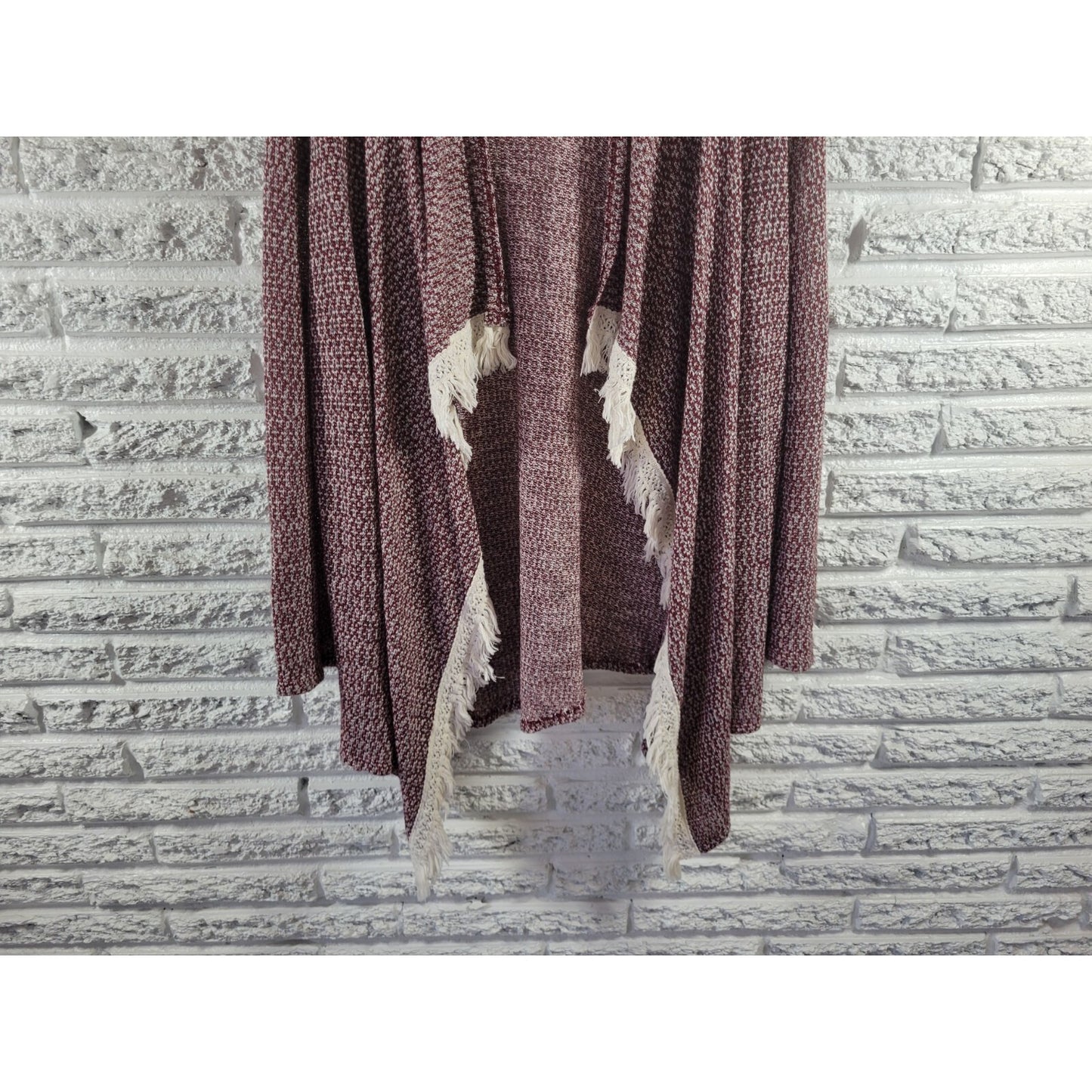 Arizona Jeans Women Sweater XXL 20 Cardigan Open Duster Fringe Poly Blend Brown