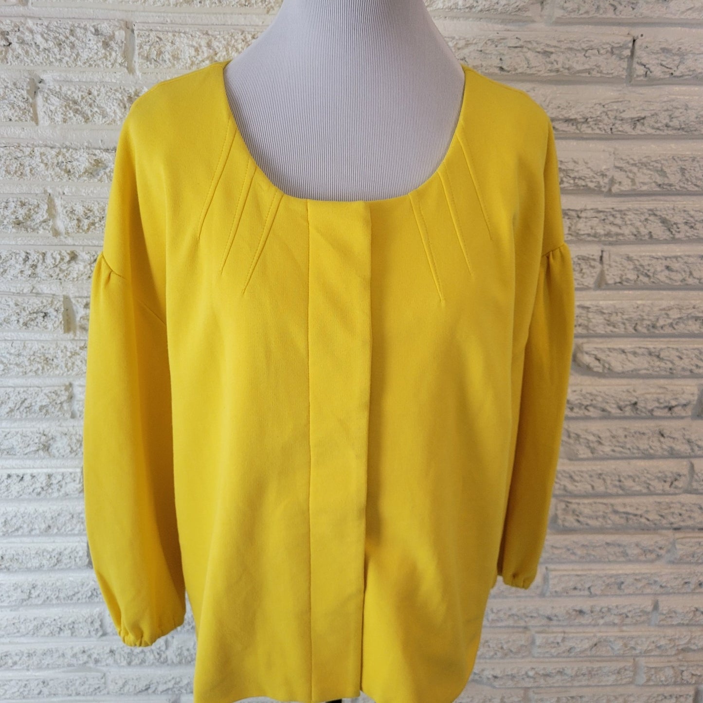 Lane Bryant Womens Jacket 18 Plus Blazer SHORT Career Button Sunny Yellow Lined