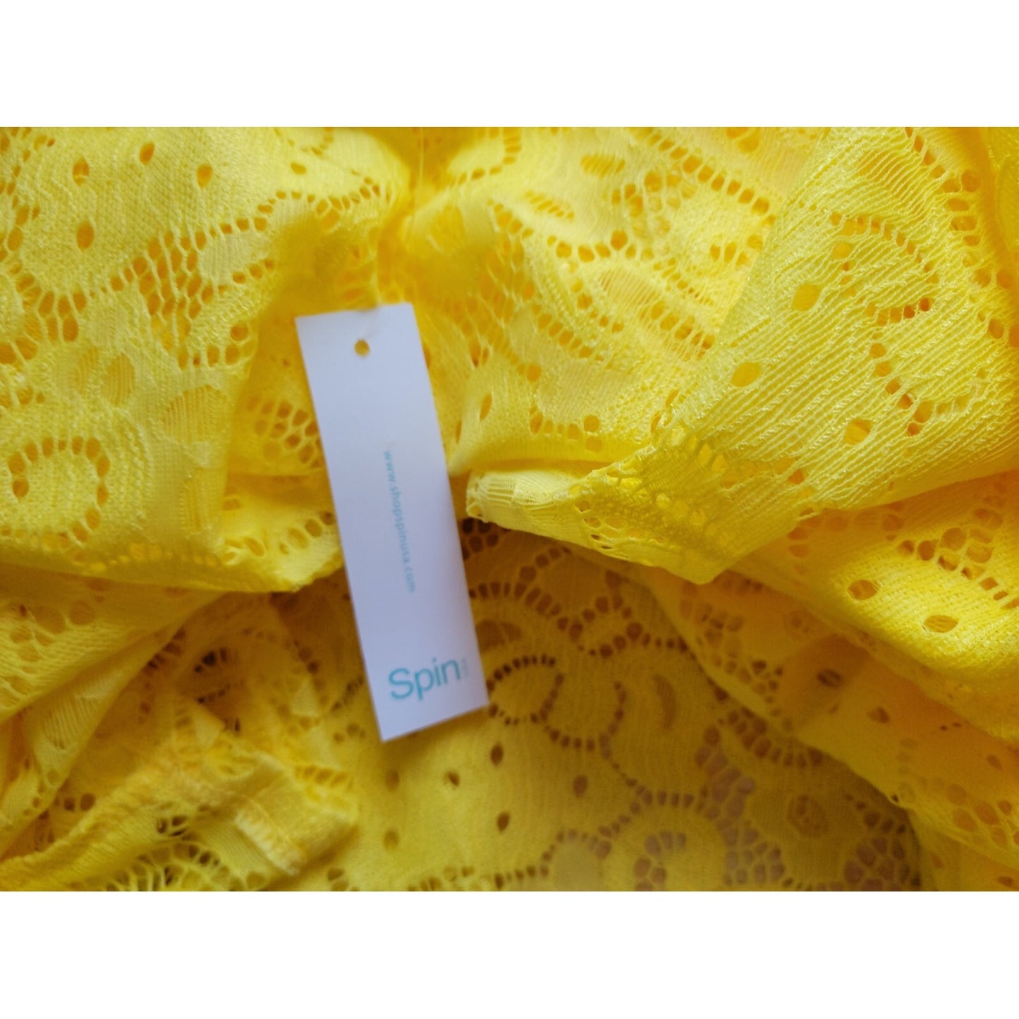 Spin USA Womens Top 3XL Plus Open Lace Duster Yellow Rayon Spandex Career