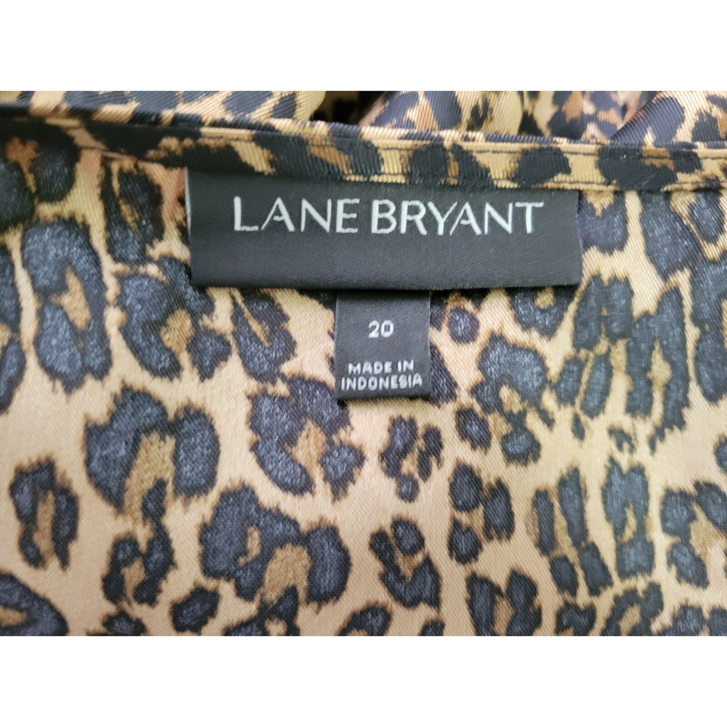Lane Bryant Womens Top 20 Plus Long Sleeve Polyester Brown Animal Print Sash