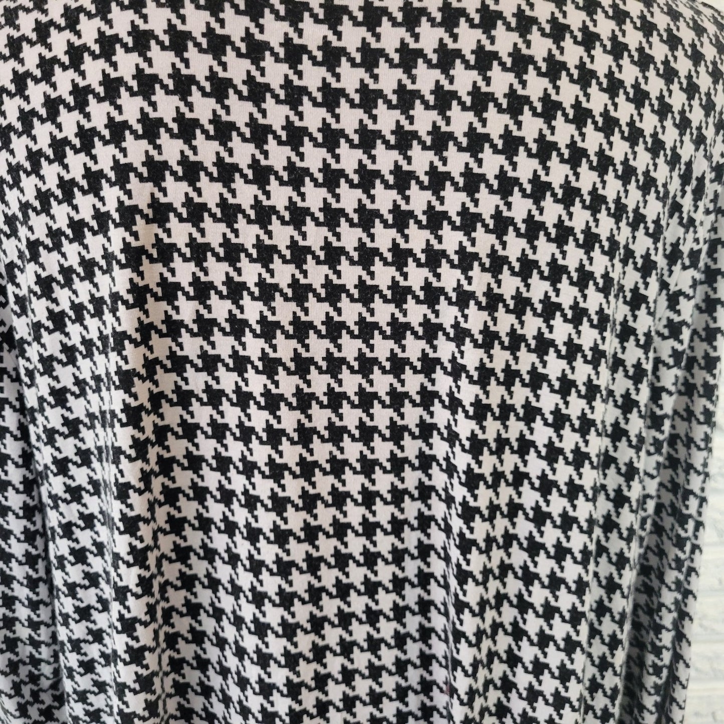 Jessica London Womens Top 18 20 Plus Tunic 3/4 Sleeve Black Houndstooth Keyhole