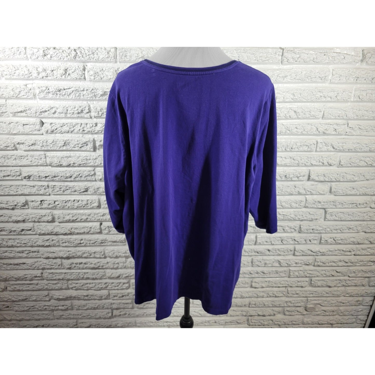 Catherines Suprema Womens Top 2X Plus Blue Amenable Not Submissive Embroidered