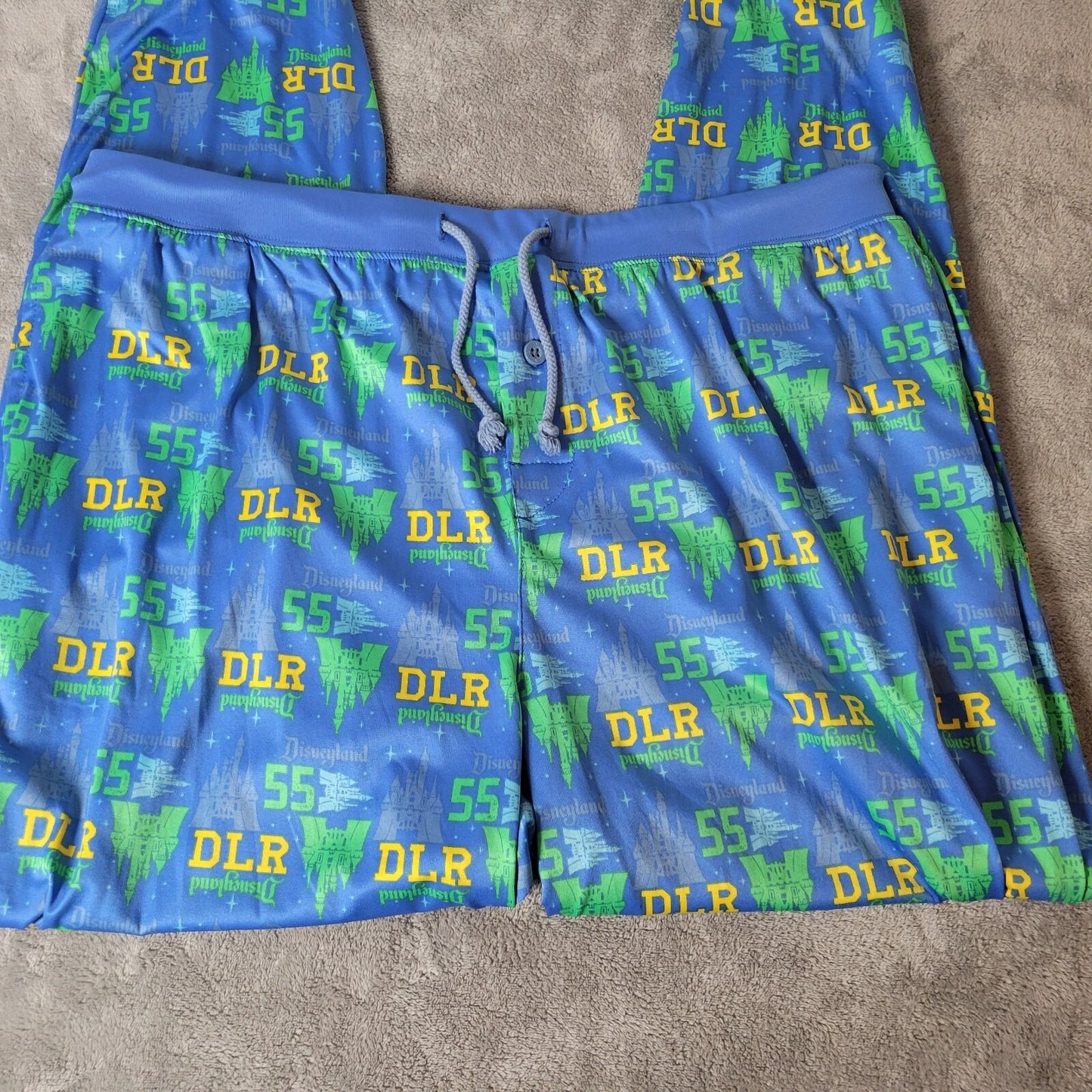 Disneyland Womens Pajama Pants Extra Large XL Blue Button Fly Castle Pockets