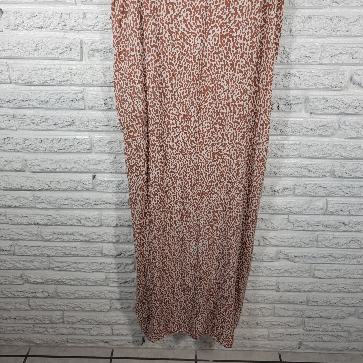 Old Navy Womens Dress XXL Plus Slip Midi Spaghetti Strap Brown Watercolor Casual