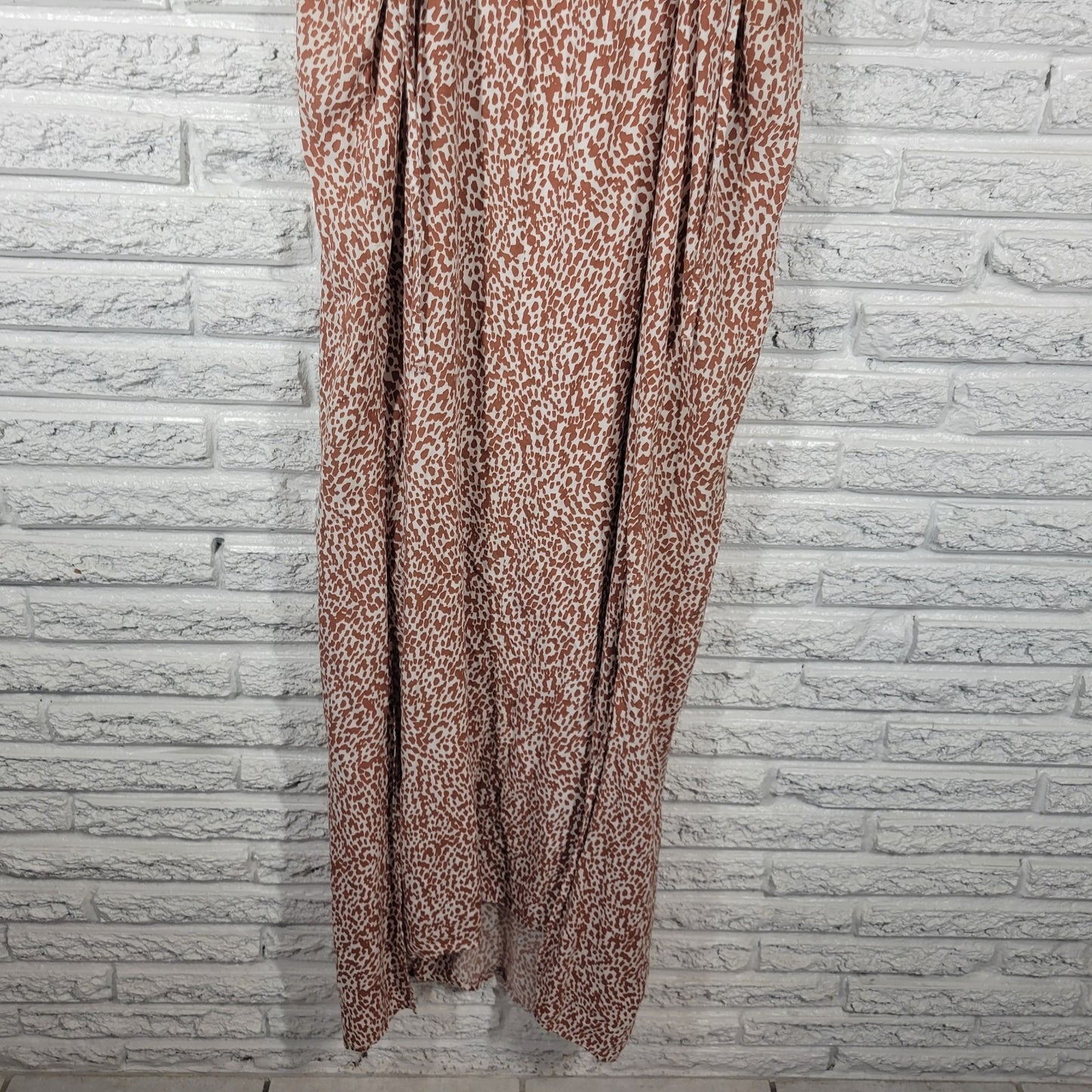 Old Navy Womens Dress XXL Plus Slip Midi Spaghetti Strap Brown Watercolor Casual