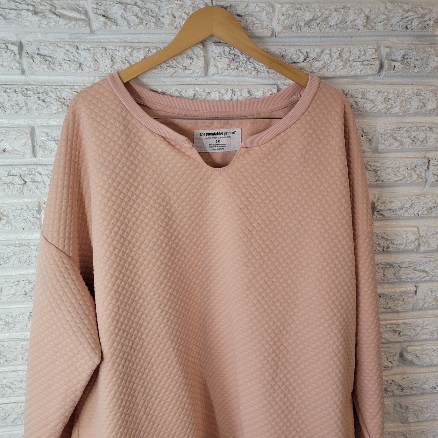 Sweatshirt Project Womens 3X Plus Long Sleeve Pink Tied Front Quilted Pockets