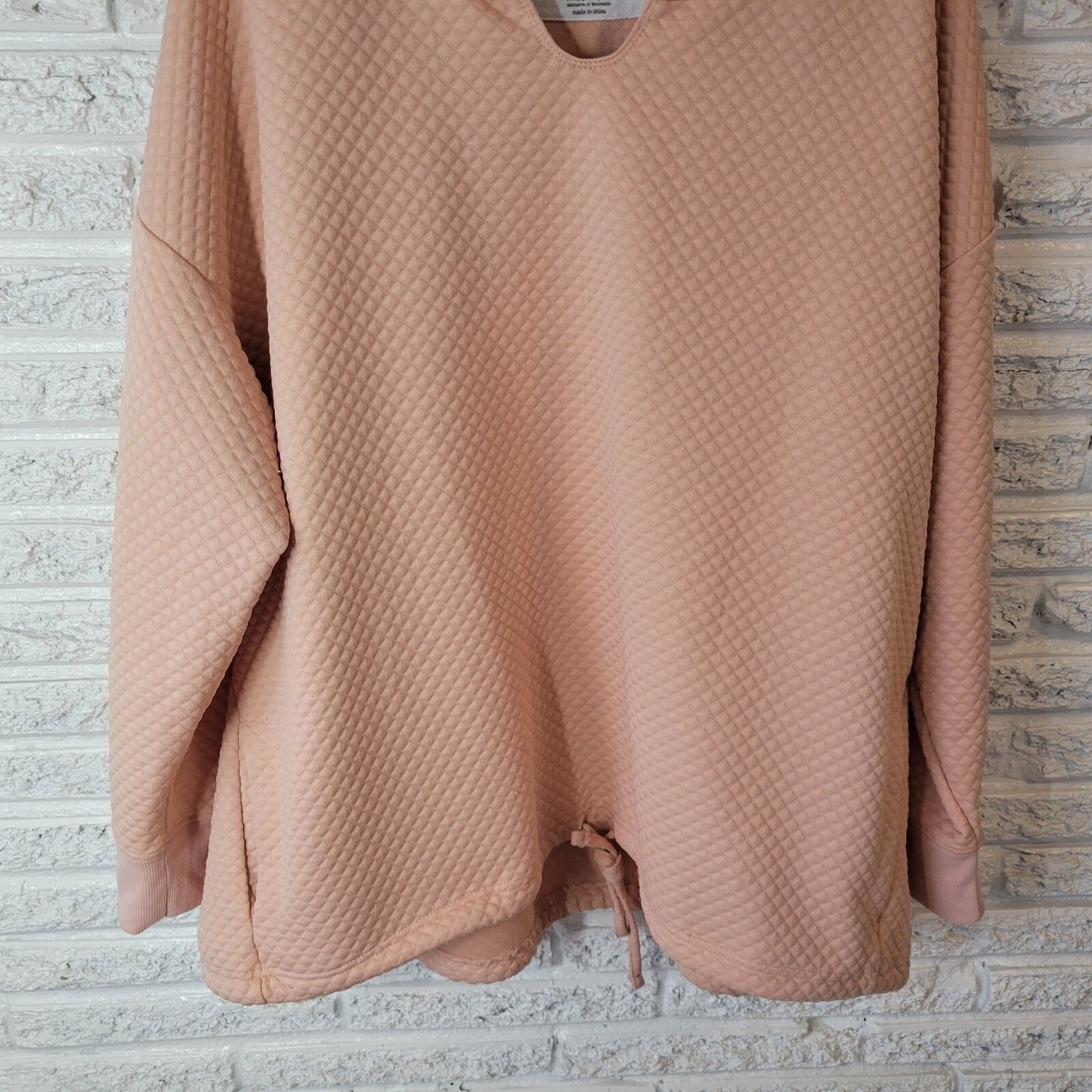 Sweatshirt Project Womens 3X Plus Long Sleeve Pink Tied Front Quilted Pockets