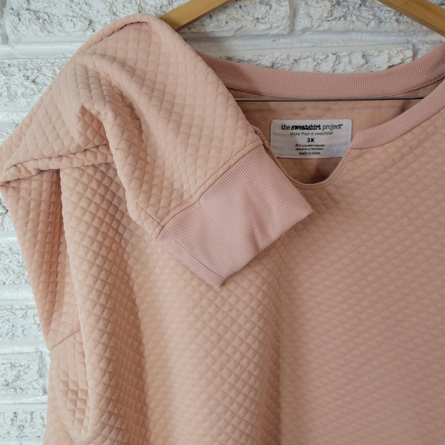 Sweatshirt Project Womens 3X Plus Long Sleeve Pink Tied Front Quilted Pockets