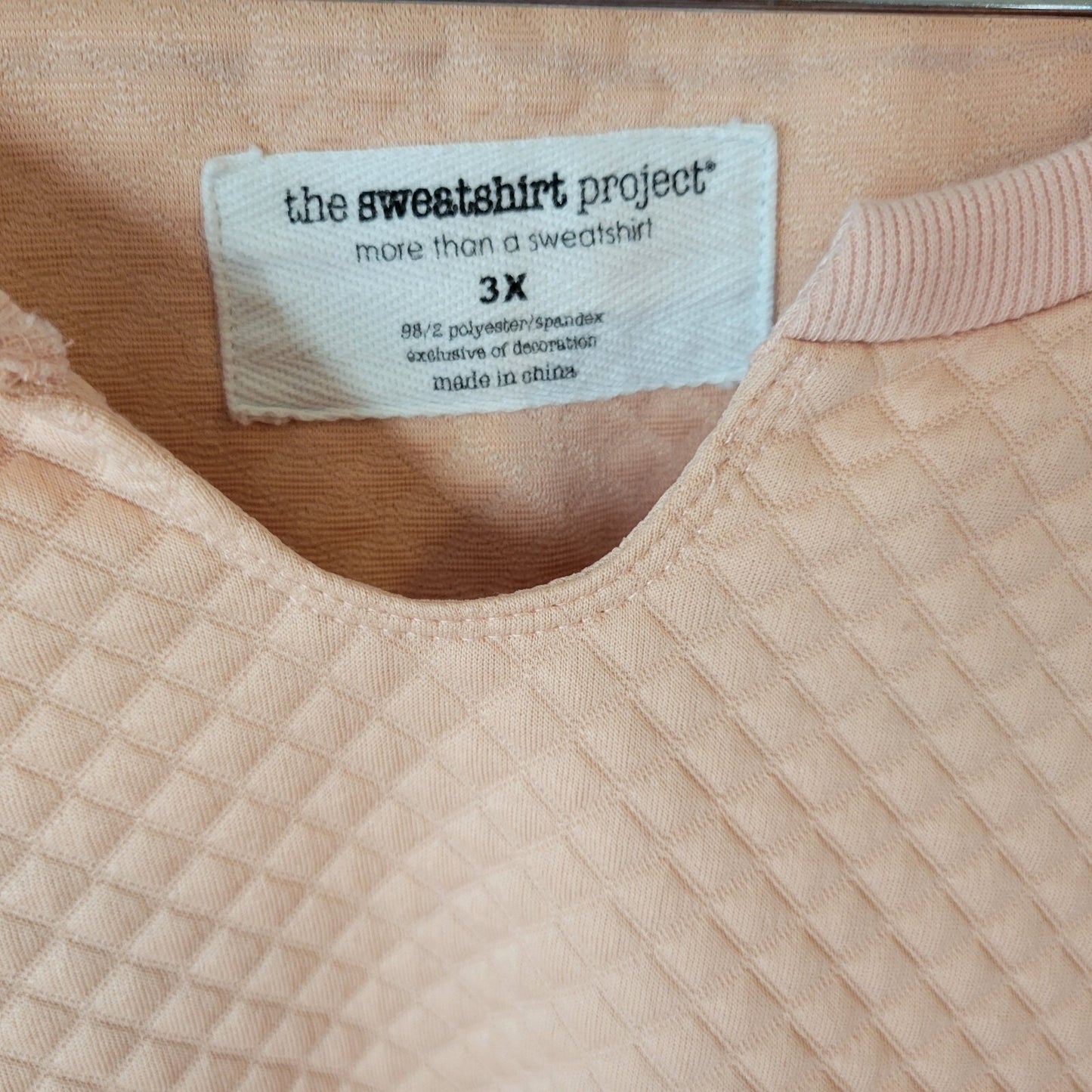 Sweatshirt Project Womens 3X Plus Long Sleeve Pink Tied Front Quilted Pockets