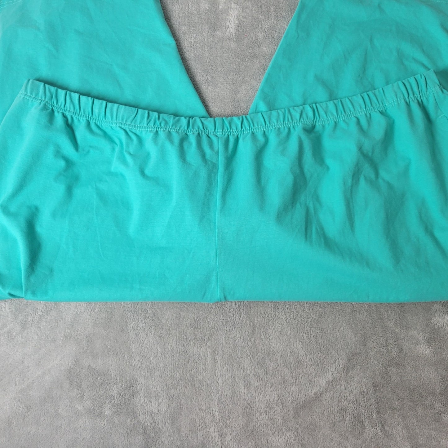 Catherines Suprema Womens Pants 4X Petite Plus Capri Pull On Blue Crochet Hem