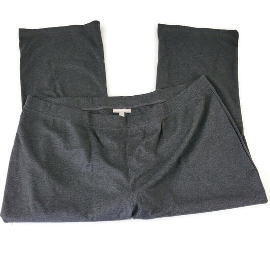 Woman Within Women Pants 34WP Plus Petite Pull On Straight Leg Muted Black Comfy