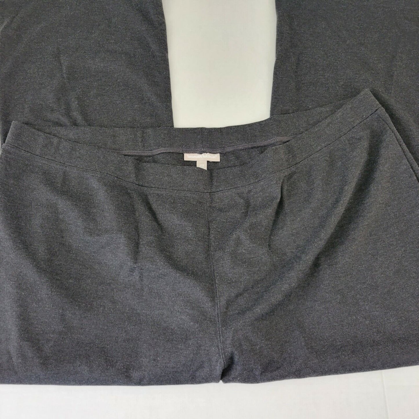 Woman Within Women Pants 34WP Plus Petite Pull On Straight Leg Muted Black Comfy