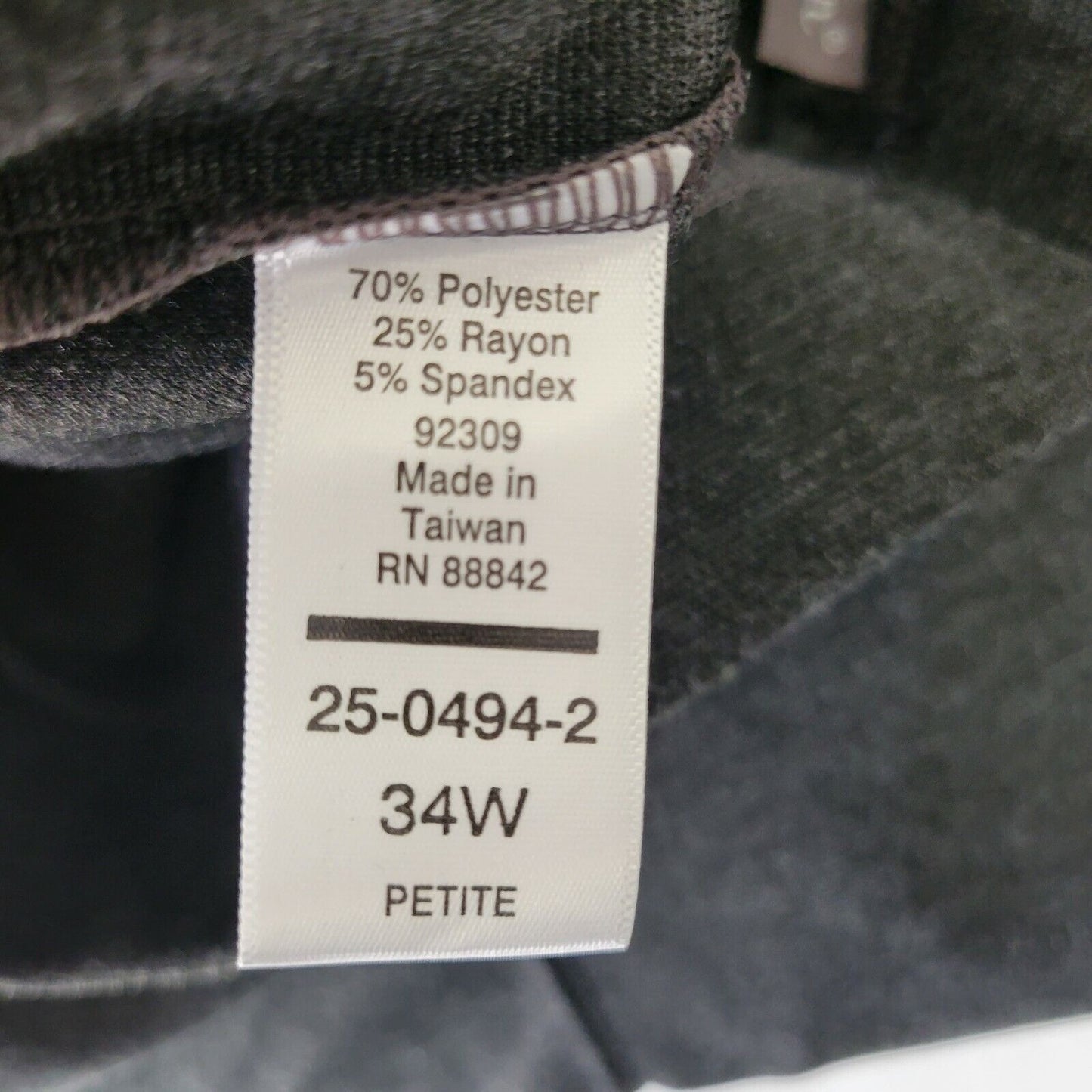 Woman Within Women Pants 34WP Plus Petite Pull On Straight Leg Muted Black Comfy