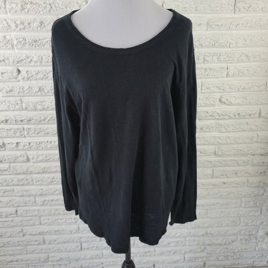 Dress Barn Womens Top 2X Plus Long Sleeve Cotton Stretchy Career Casual Black