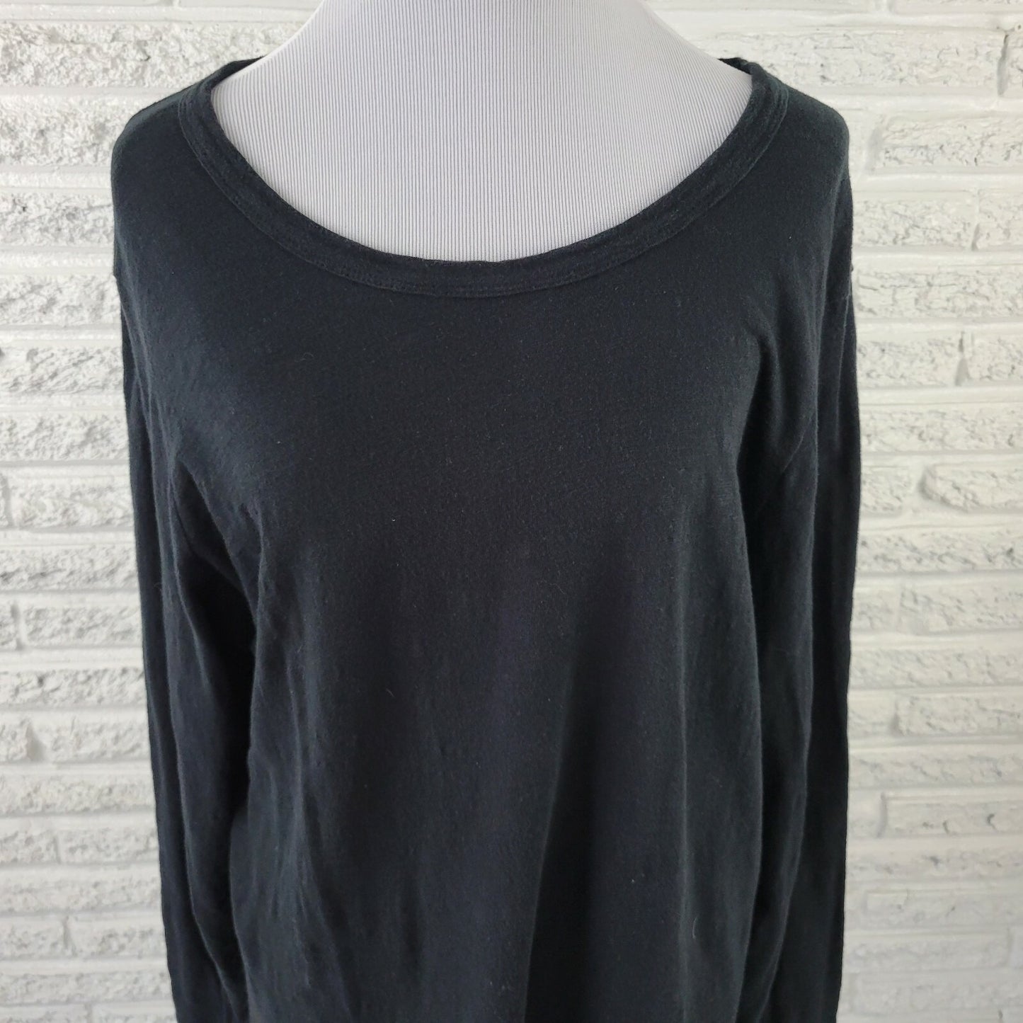 Dress Barn Womens Top 2X Plus Long Sleeve Cotton Stretchy Career Casual Black