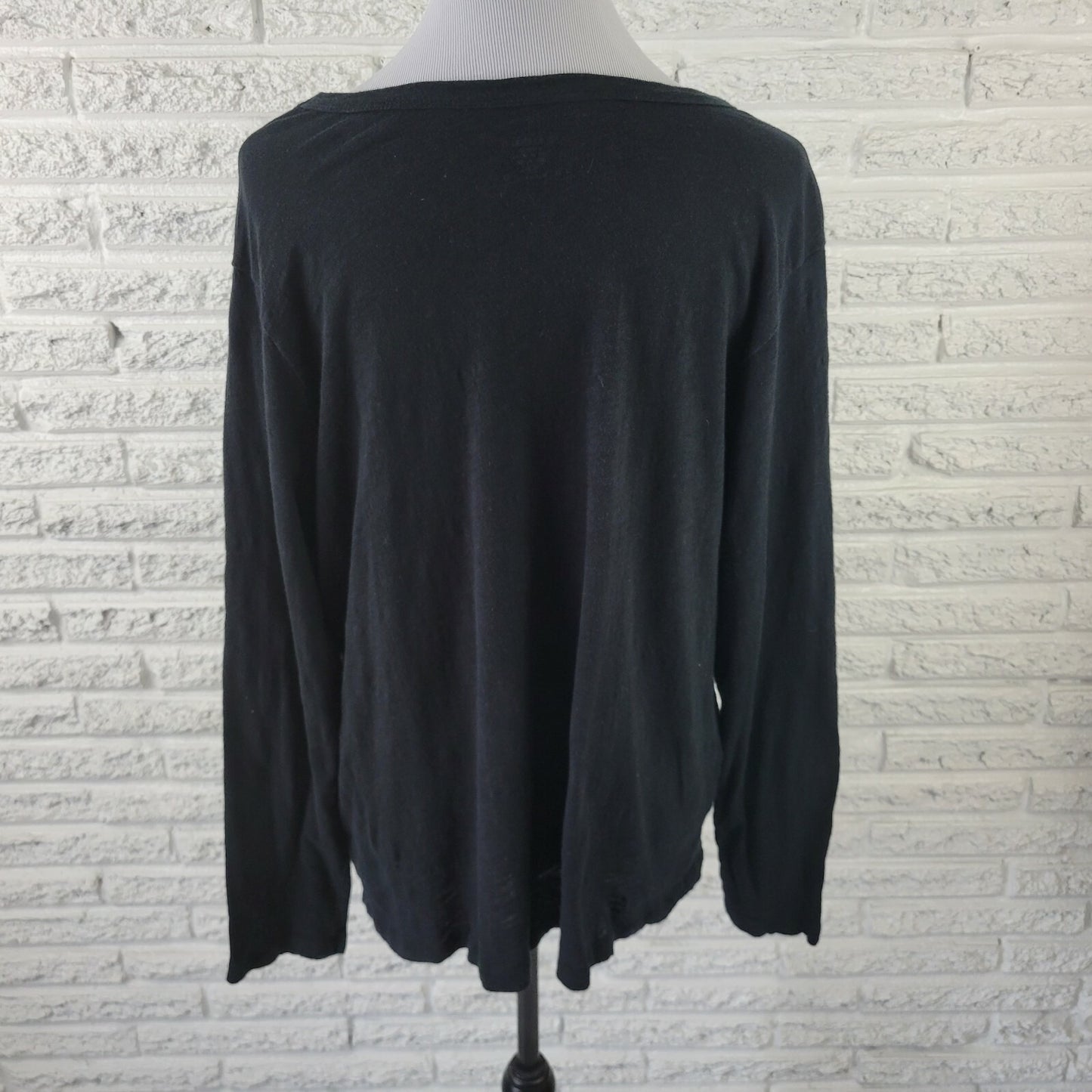 Dress Barn Womens Top 2X Plus Long Sleeve Cotton Stretchy Career Casual Black