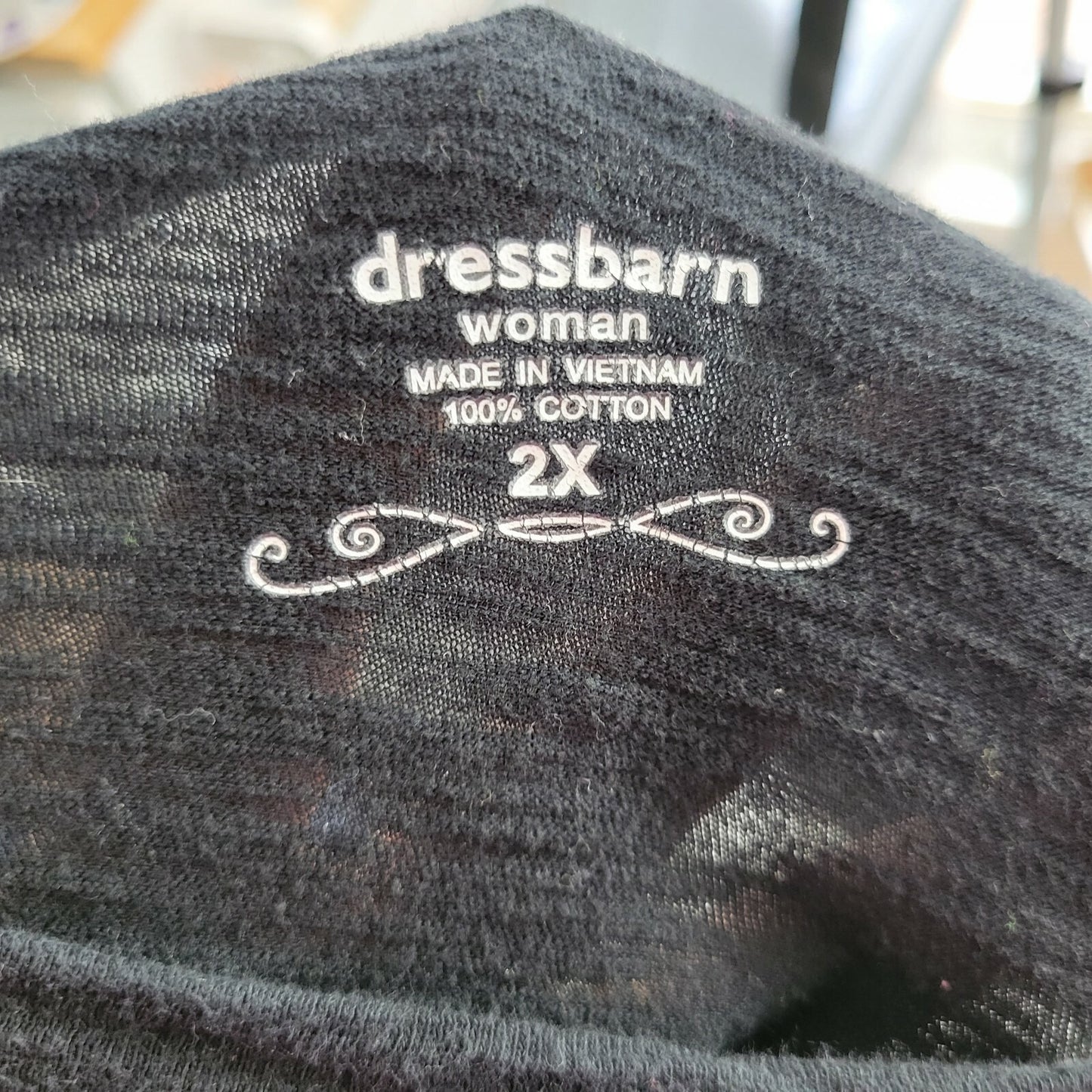 Dress Barn Womens Top 2X Plus Long Sleeve Cotton Stretchy Career Casual Black