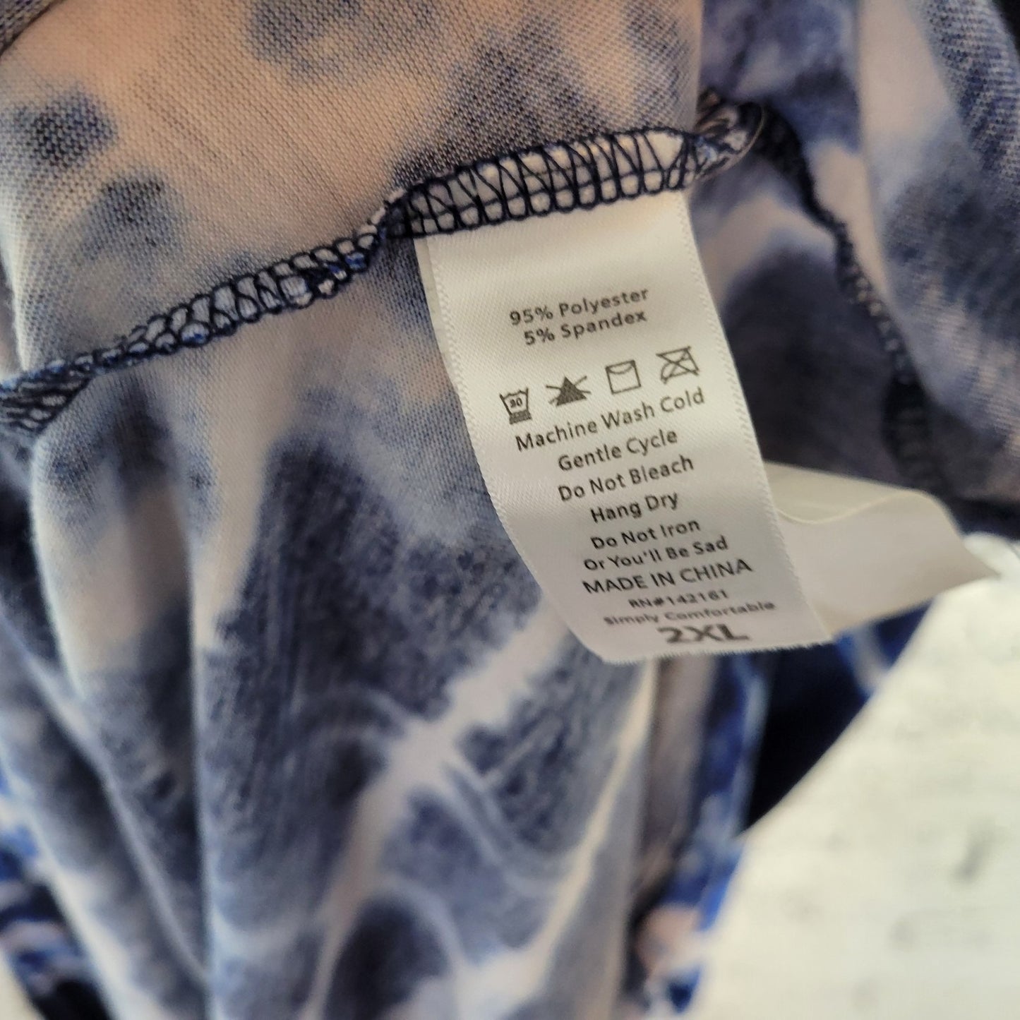 Lularoe Womens Dress 2XL Plus Short Sleeve Blue Tie Dye Poly Blend Casual Comfy