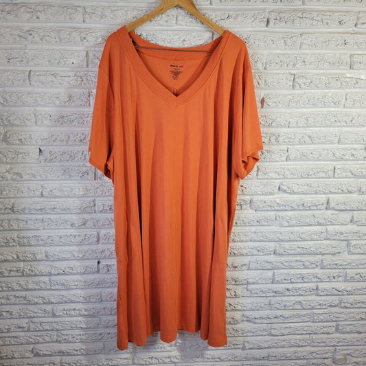 Dreams Co Womens Dress 5X Plus Short Sleeve Orange Poly Blend Casual Comfy