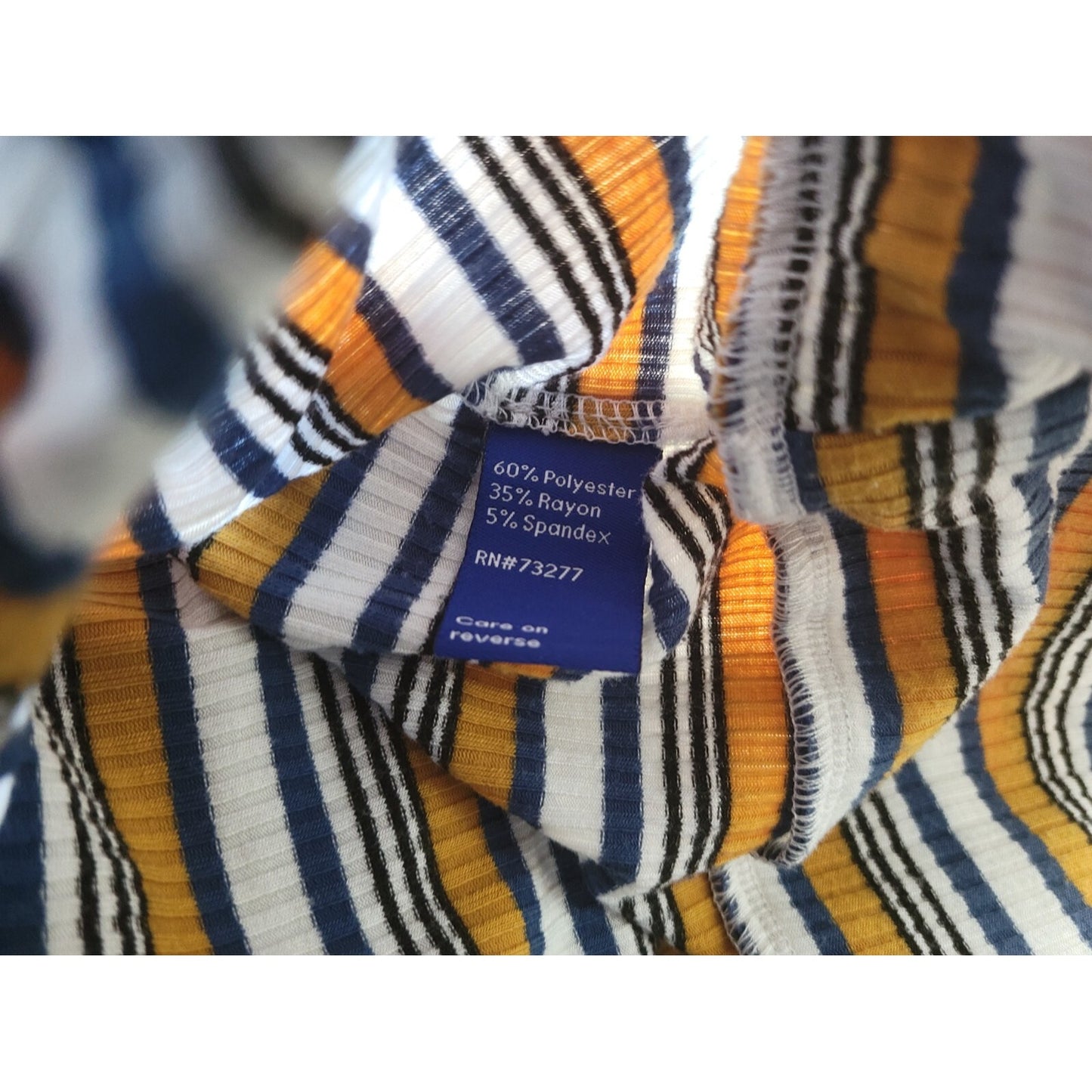 Apt 9 Women Top Extra Large Tee Short Sleeve Pullover Blue Gold Stripe Casual