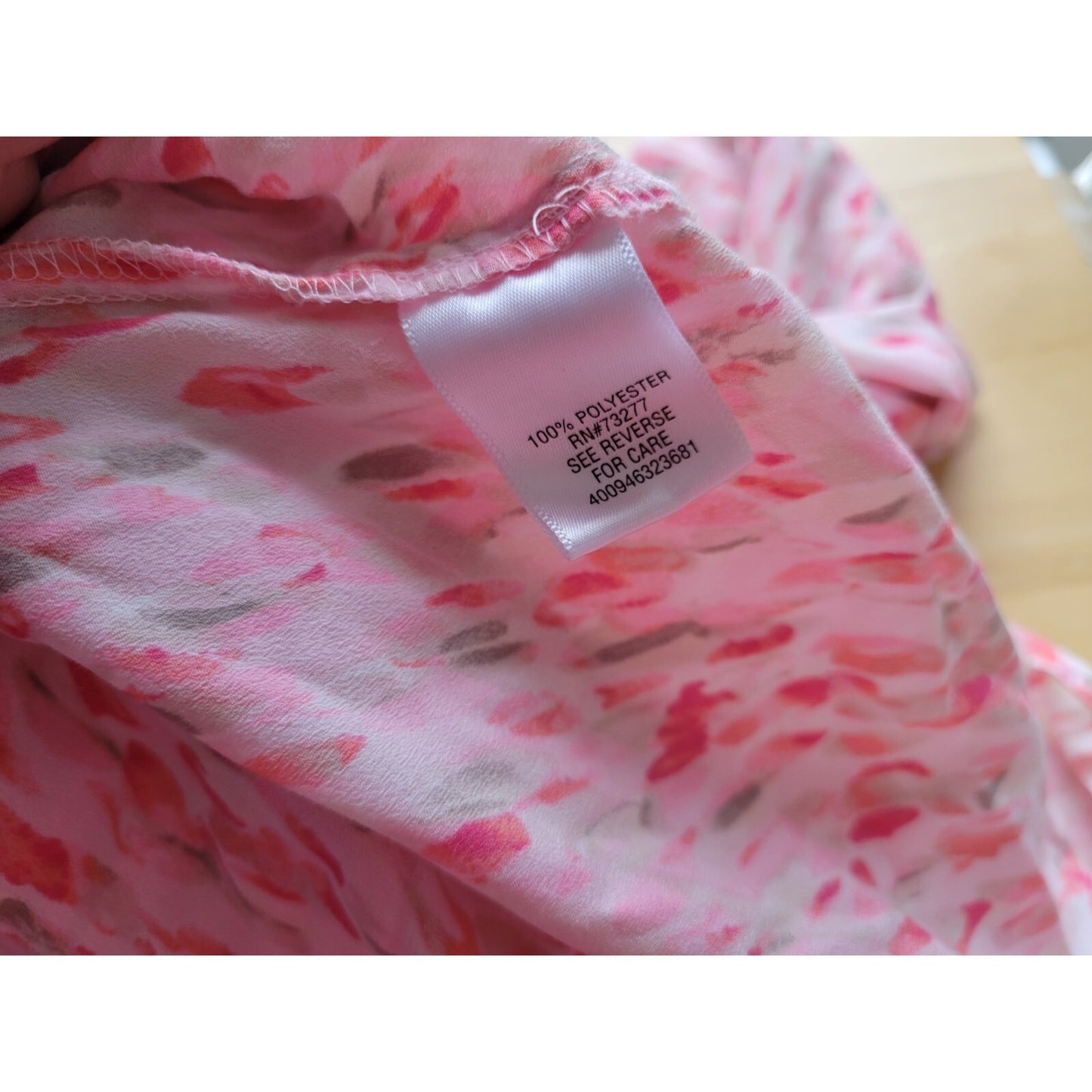 Apt 9 Womens Top 2XPlus  Long Sleeve Polyester Collar Button Up Pink Watercolor