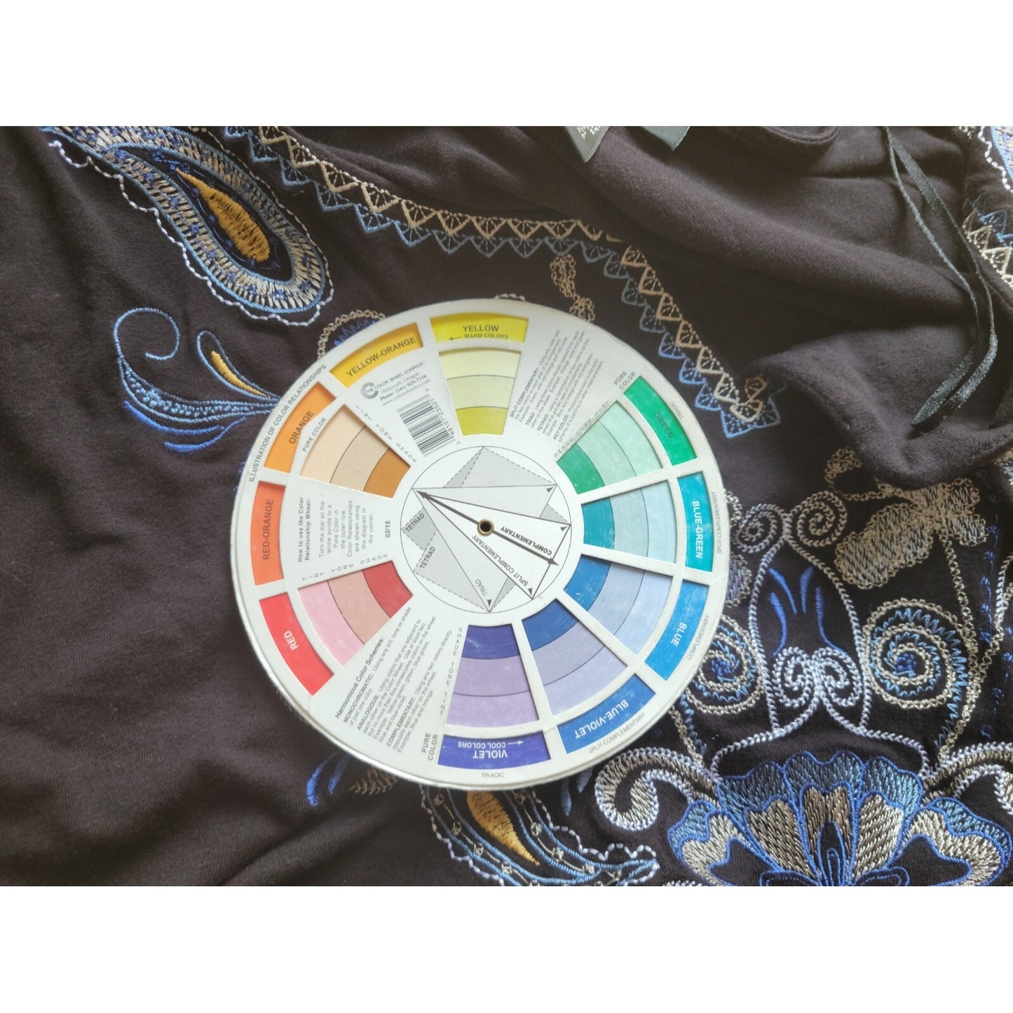 Style & Co Womens Top Extra Large Batwing Sleeve Black Paisley Embroider Casual