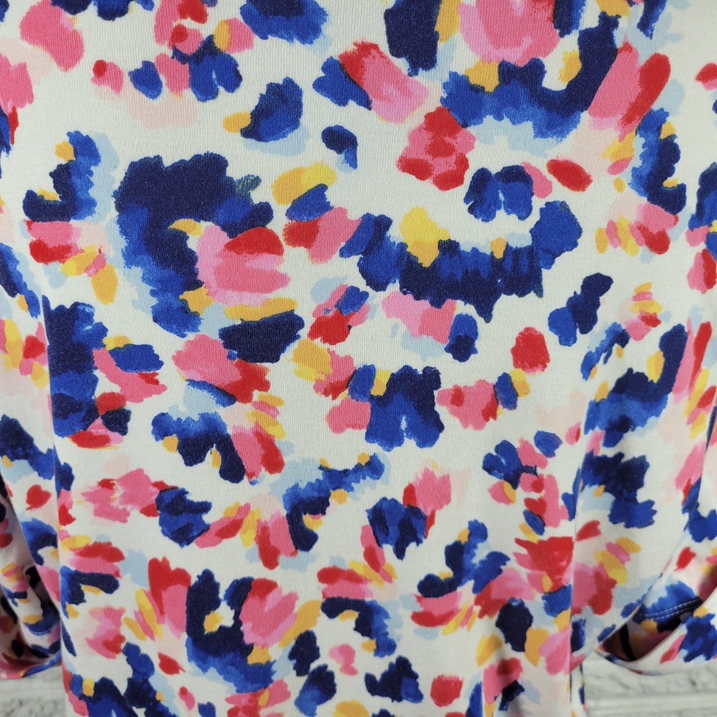 Style & Co 1X Tee Women's Plus Blue Pink Watercolor Short Sleeve Cotton Blend