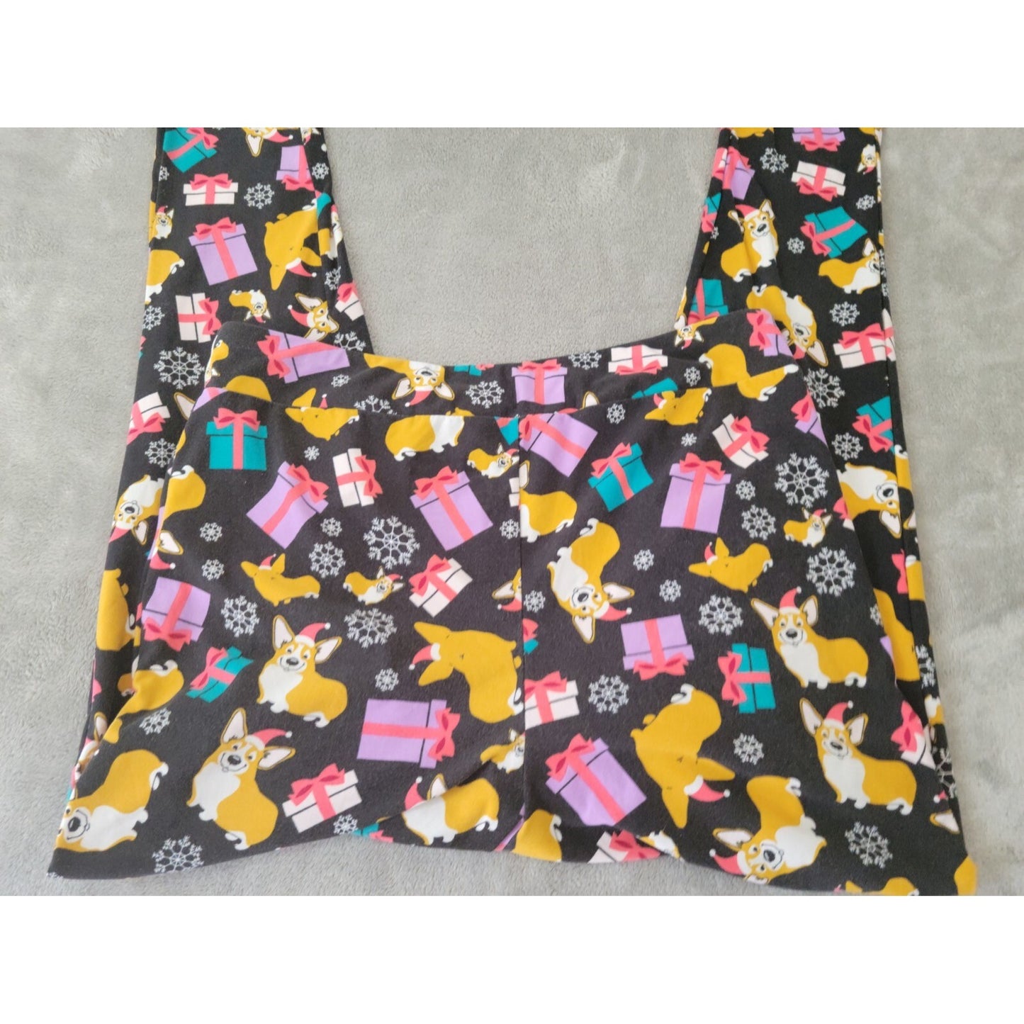 Christmas Terra Sky Womens Pants 0X 14W Plus Corgi Dog Black Pull On Poly Blend