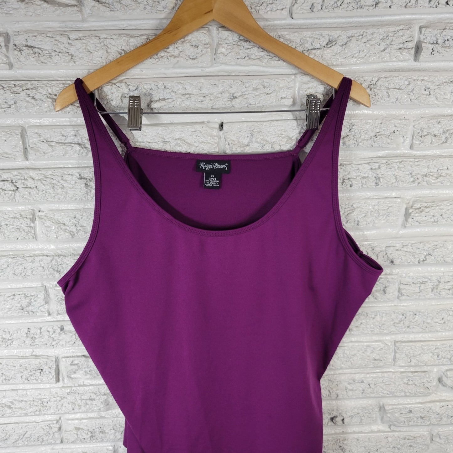 Maggie Barnes Womens Top 2X Plus Camisole Adjustable Spaghetti Strap Purple