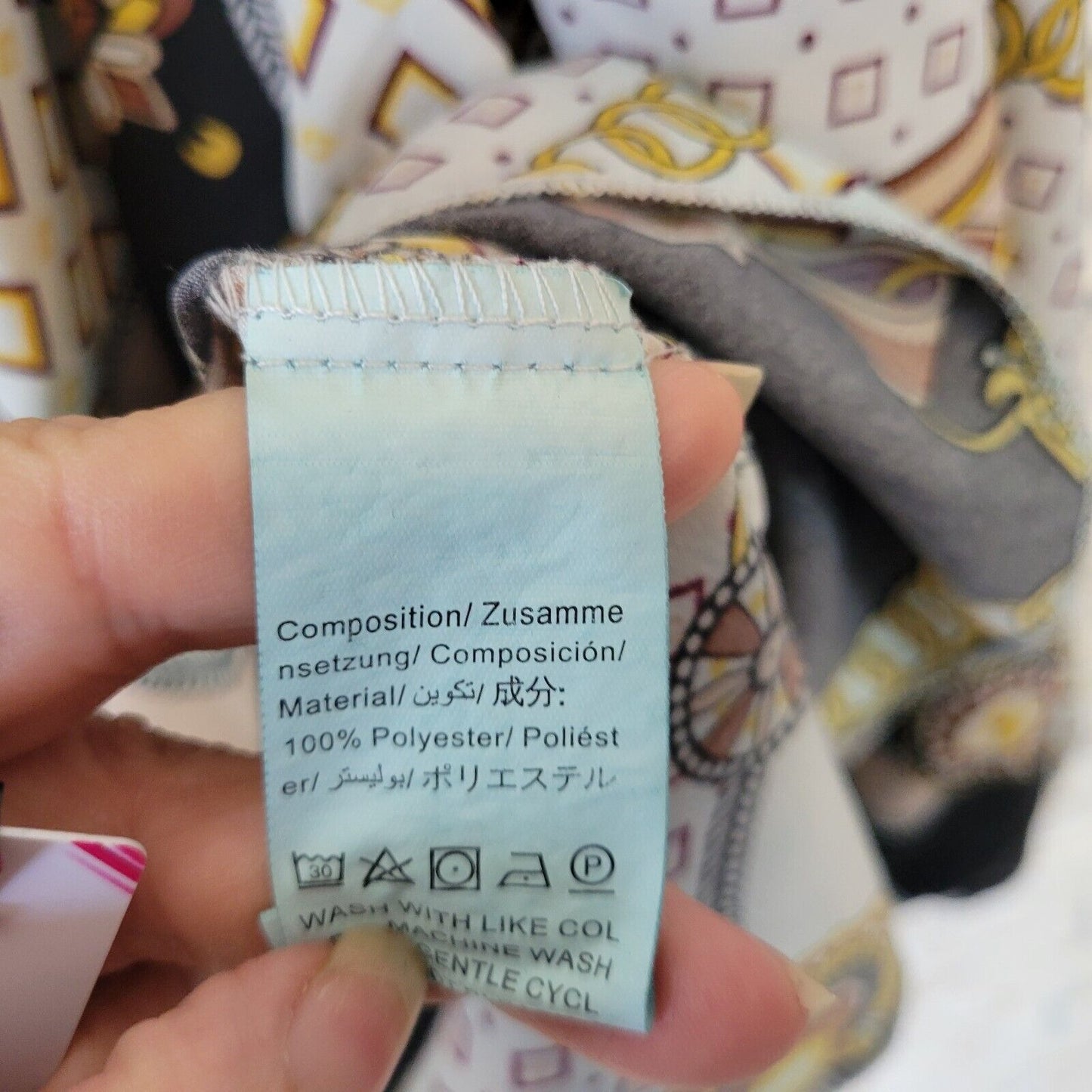 Shein Curve Womens Top 3XL Crop Long Sleeve Gold Brown Abstract On Off Shoulder