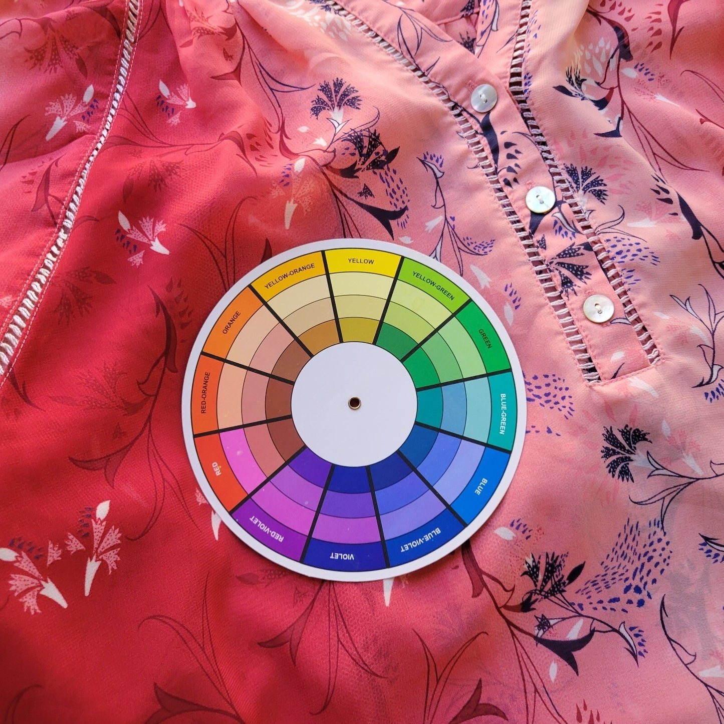 Style Co Women Top Extra Large XL Long Sleeve Red Pink Floral Crochet Trim Sheer