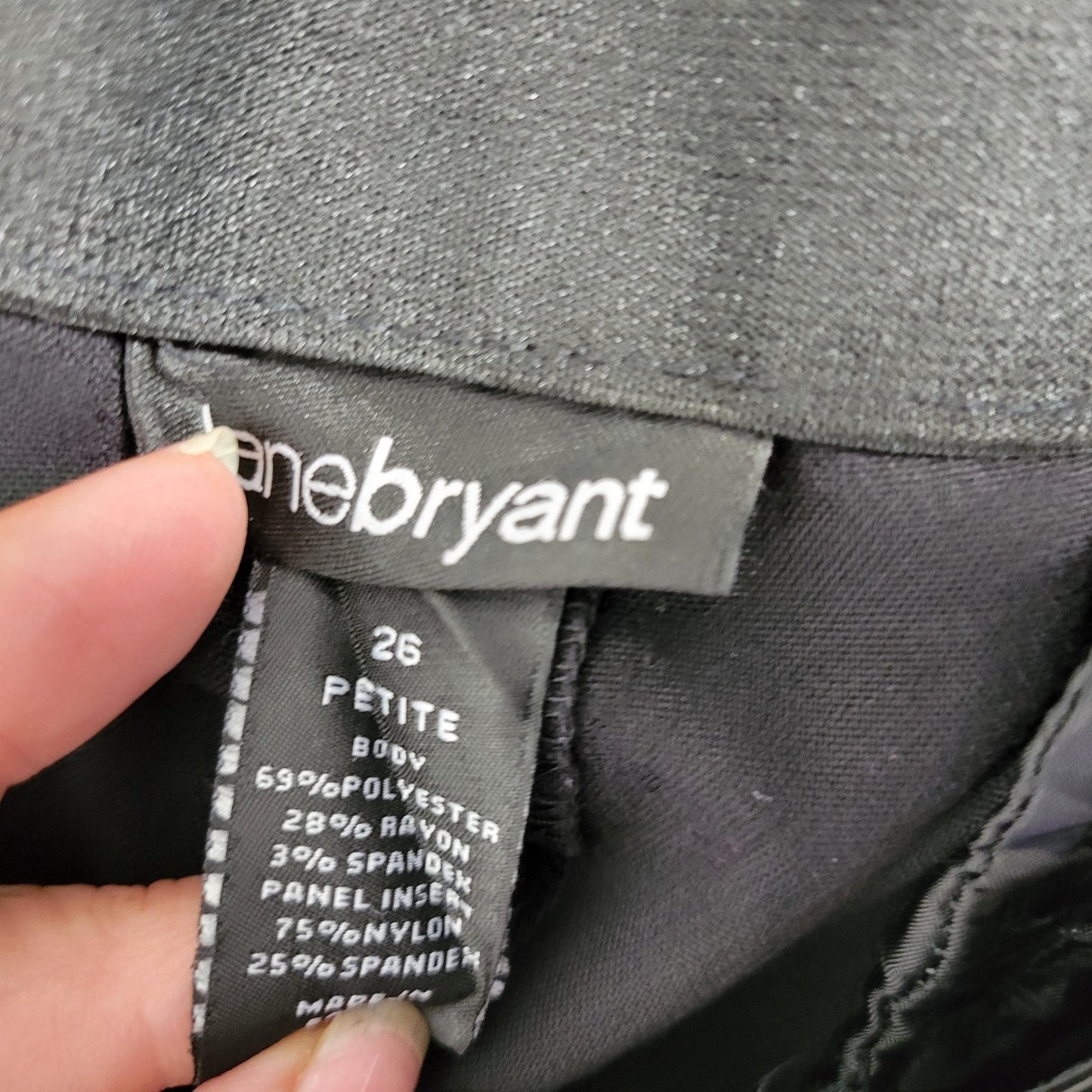 Lane Bryant Women Pants 26P Petite Plus Straight Leg Black Poly Blend Zip Office