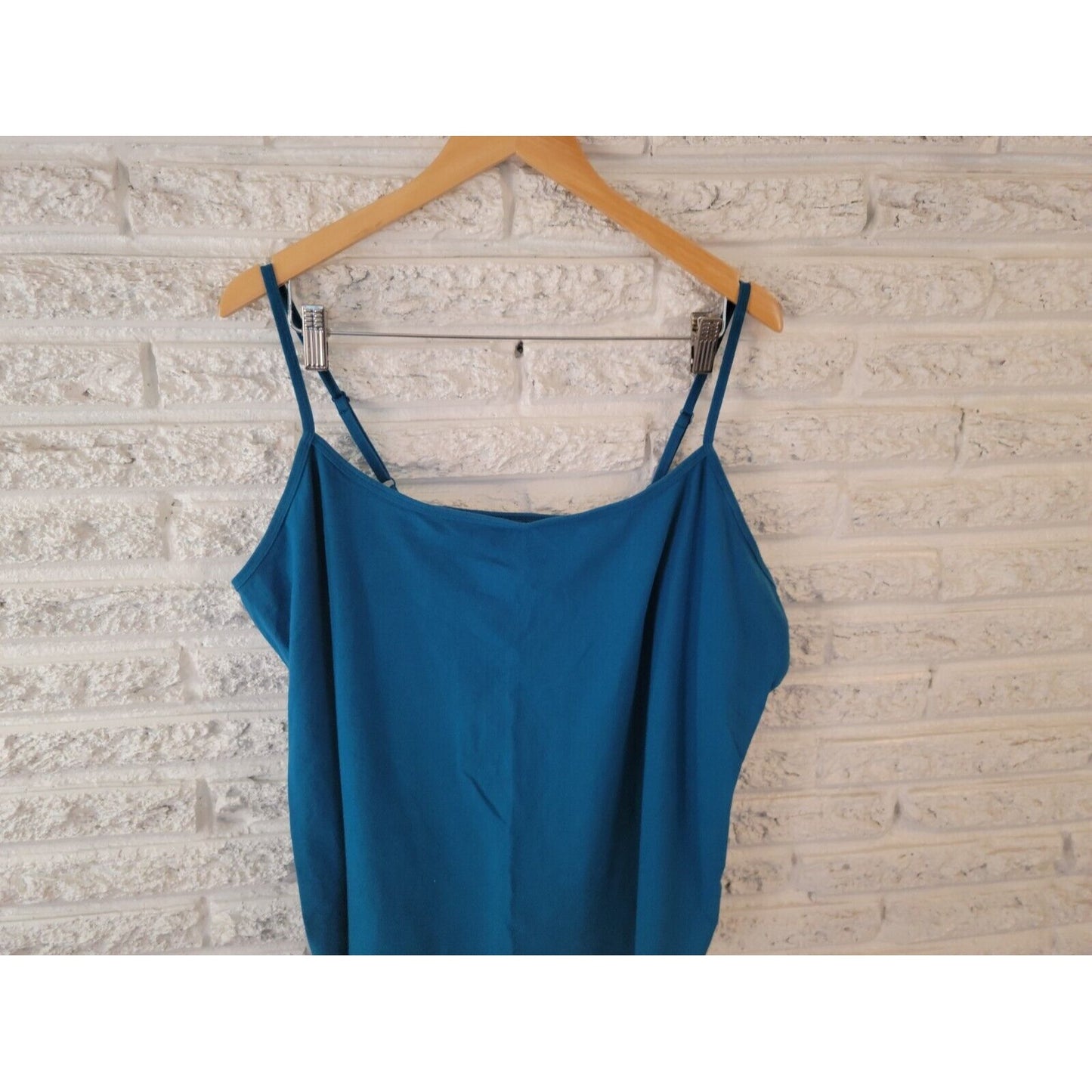 Lane Bryant Women Top 22 24 Plus Camisole Blue Cotton Blend Adjustable Spaghetti