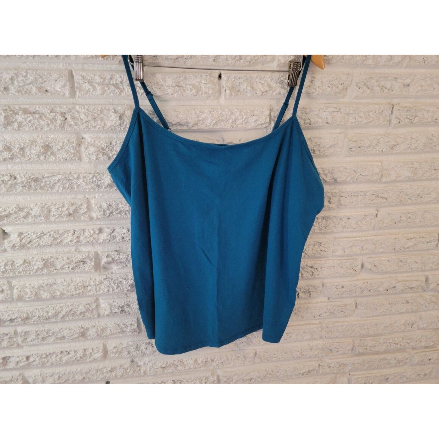 Lane Bryant Women Top 22 24 Plus Camisole Blue Cotton Blend Adjustable Spaghetti