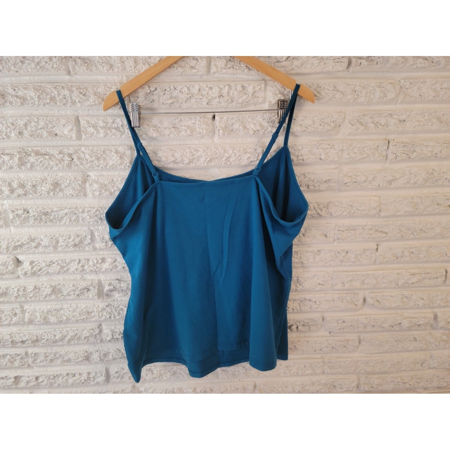 Lane Bryant Women Top 22 24 Plus Camisole Blue Cotton Blend Adjustable Spaghetti
