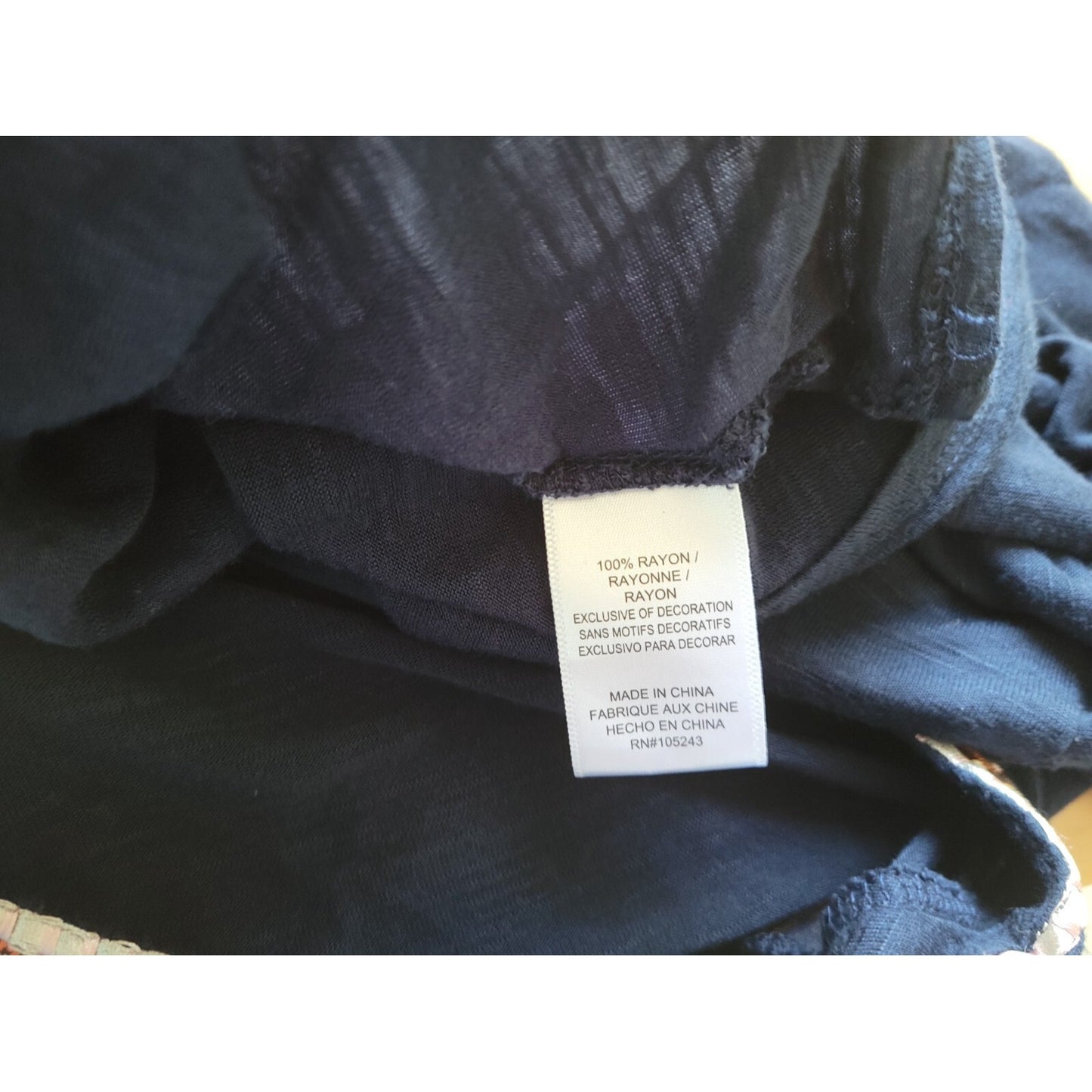 Bobeau Womens Top 2X Plus Pullover Short Sleeve Blue Rayon Semi Sheer Embroider