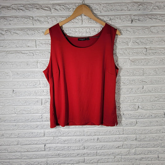 Notations Womens Top 2X Plus Sleeveless Red Nylon Spandex Pullover Office Slit
