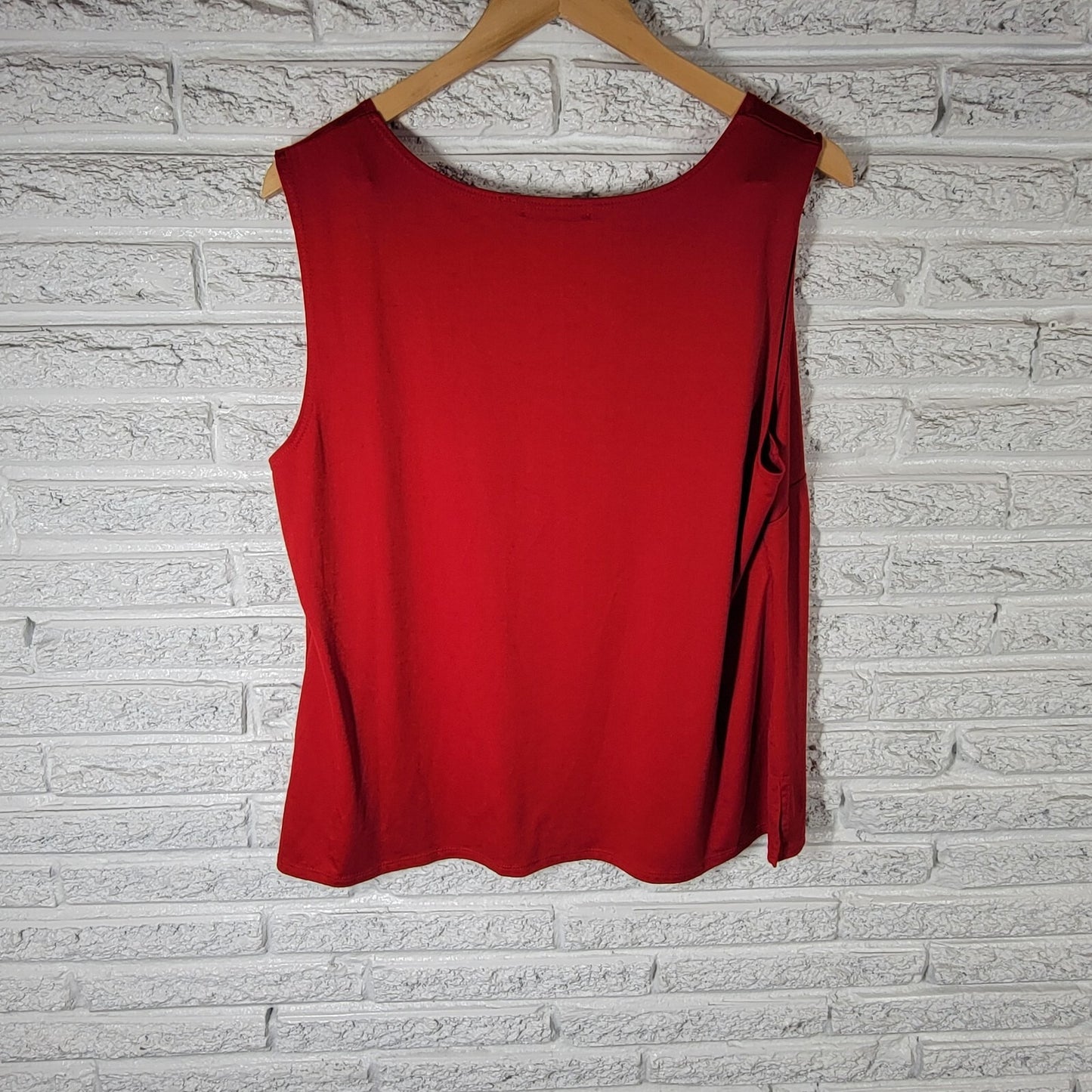 Notations Womens Top 2X Plus Sleeveless Red Nylon Spandex Pullover Office Slit