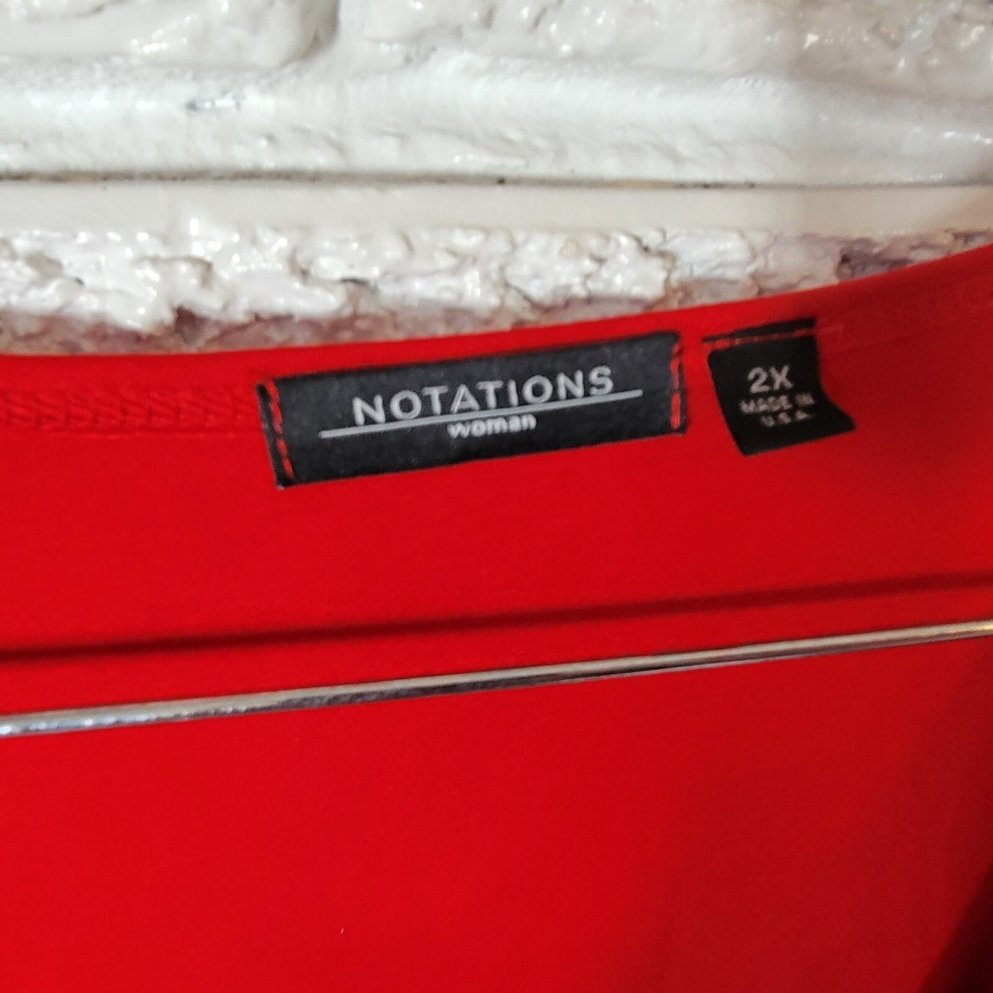 Notations Womens Top 2X Plus Sleeveless Red Nylon Spandex Pullover Office Slit