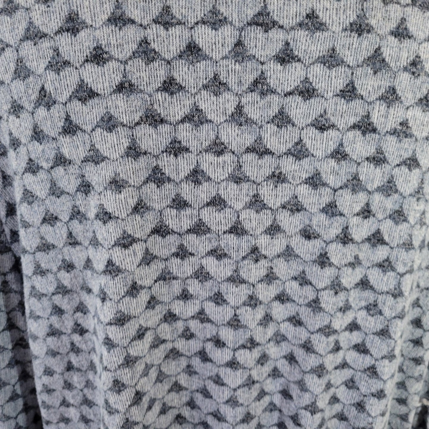 Lauren Conrad Womens XL Blue Hearts Bell Sleeve Top Blouse BLU232E