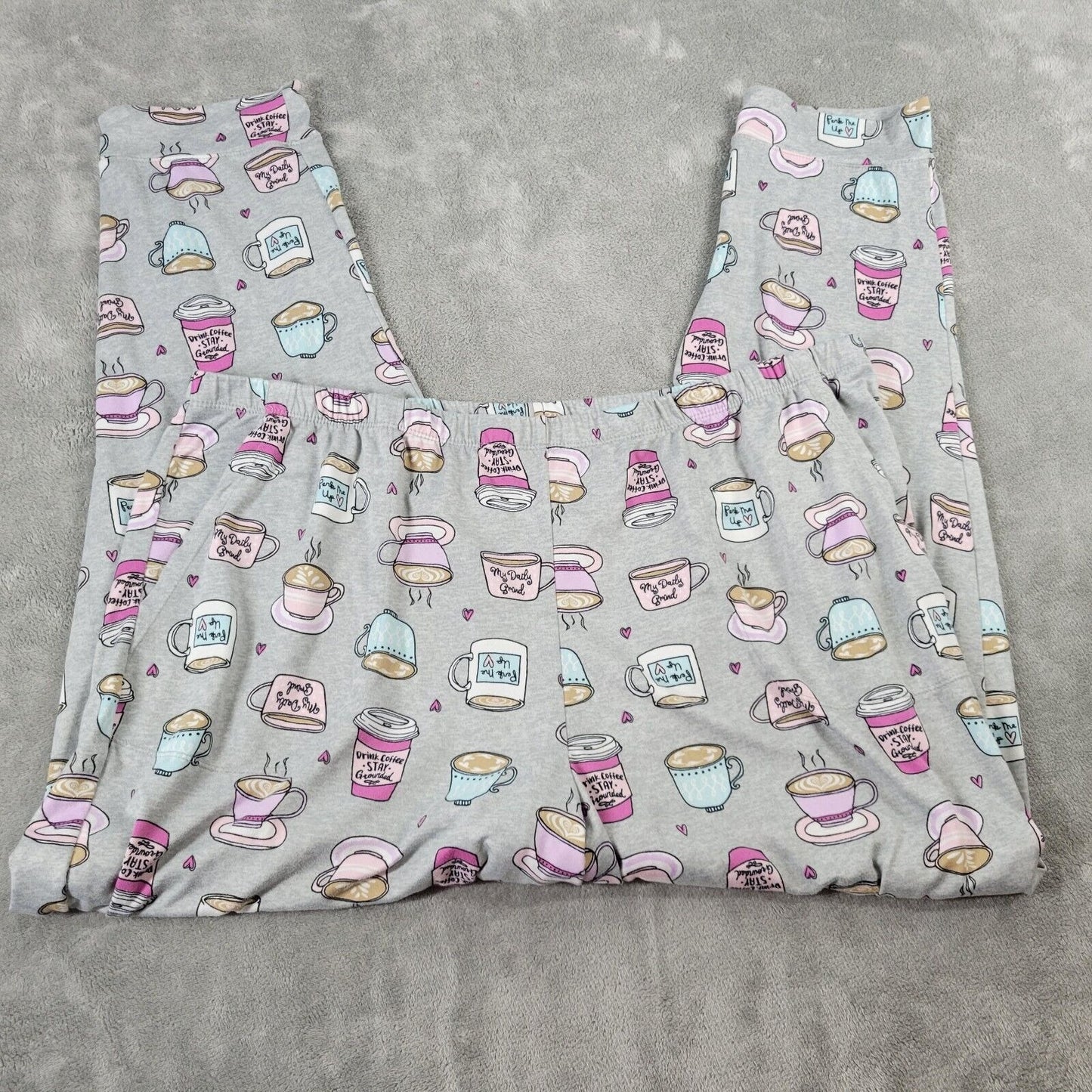 Secret Treasures Womens Pants 2x Plus Pajama Cropped Coffee All Over Gray