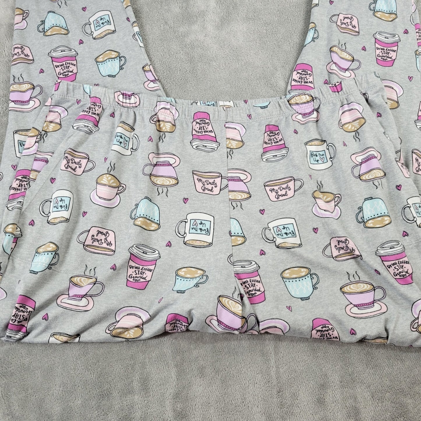 Secret Treasures Womens Pants 2x Plus Pajama Cropped Coffee All Over Gray