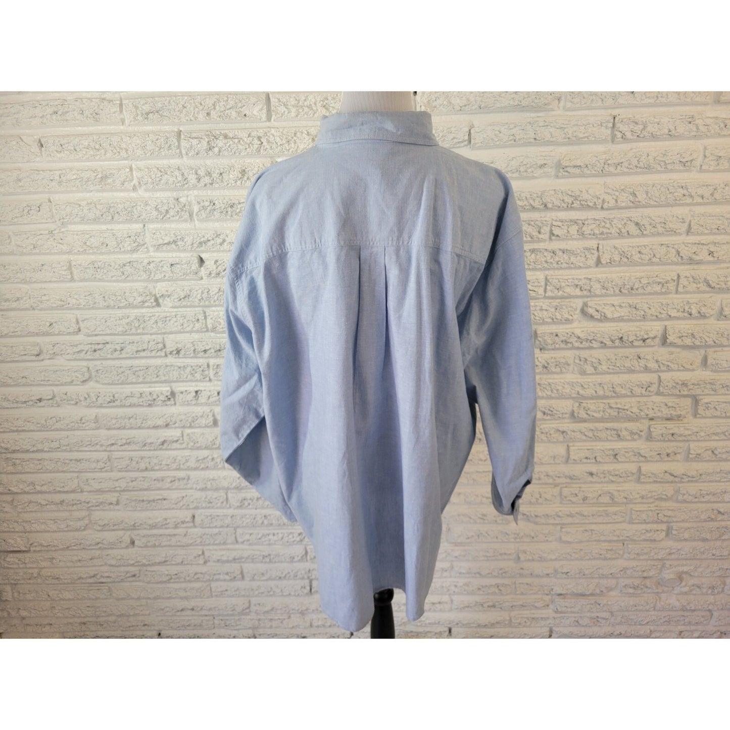 Victoria Jones Womens Shirt 24W Plus Long Sleeve Blue Cotton Tribal Southwestern