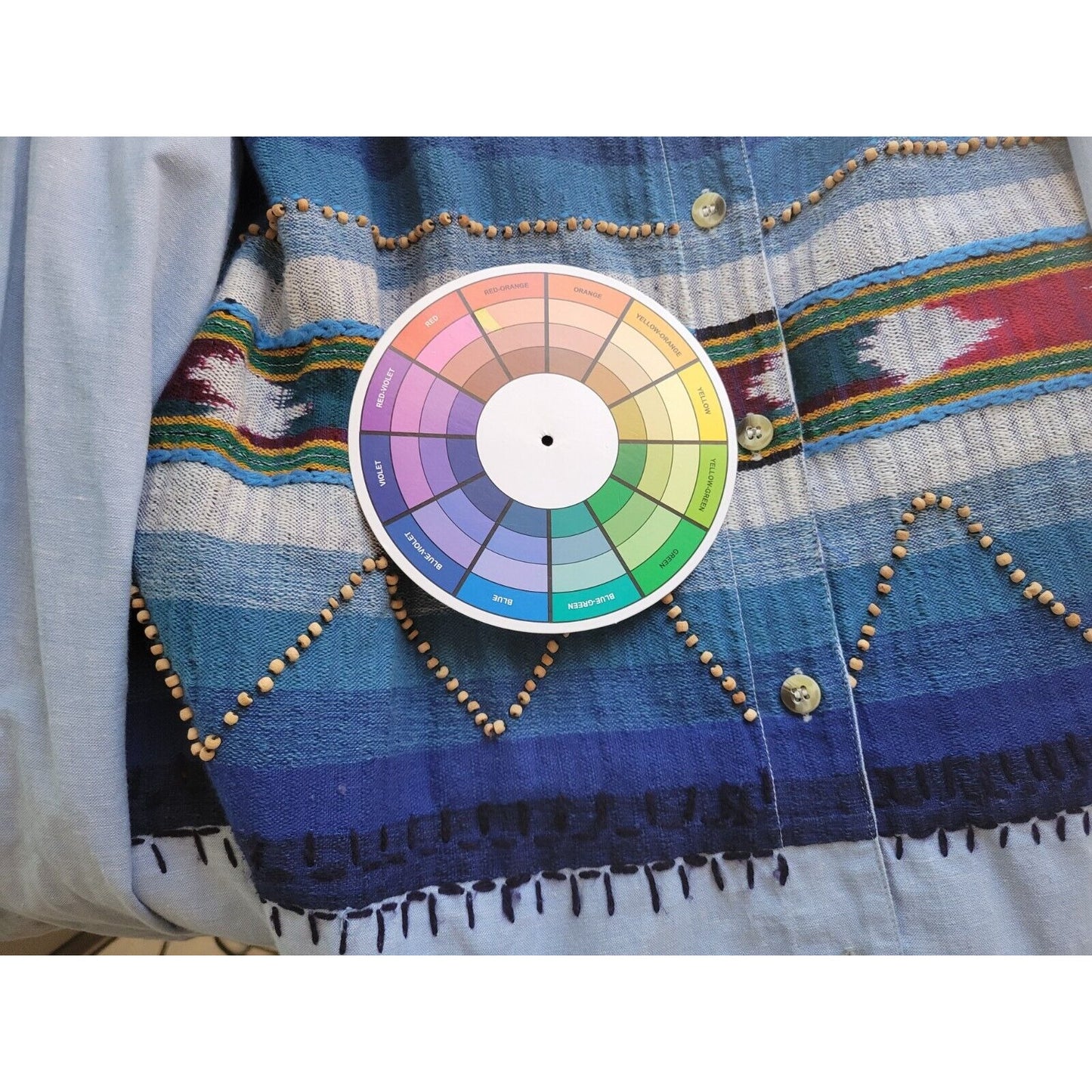 Victoria Jones Womens Shirt 24W Plus Long Sleeve Blue Cotton Tribal Southwestern