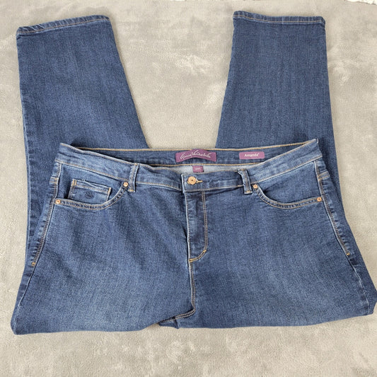 Gloria Vanderbilt Amanda Womens Jeans 18WS 18WP Capri Dark Blue Denim Zip Fly